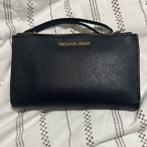 Michael Kors Black Clutch with Gold Accents